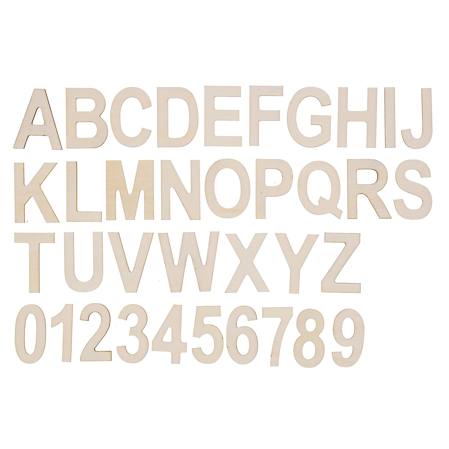 Holz-Buchstaben und Zahlen, 5 x 0,2 cm, 216 Stück