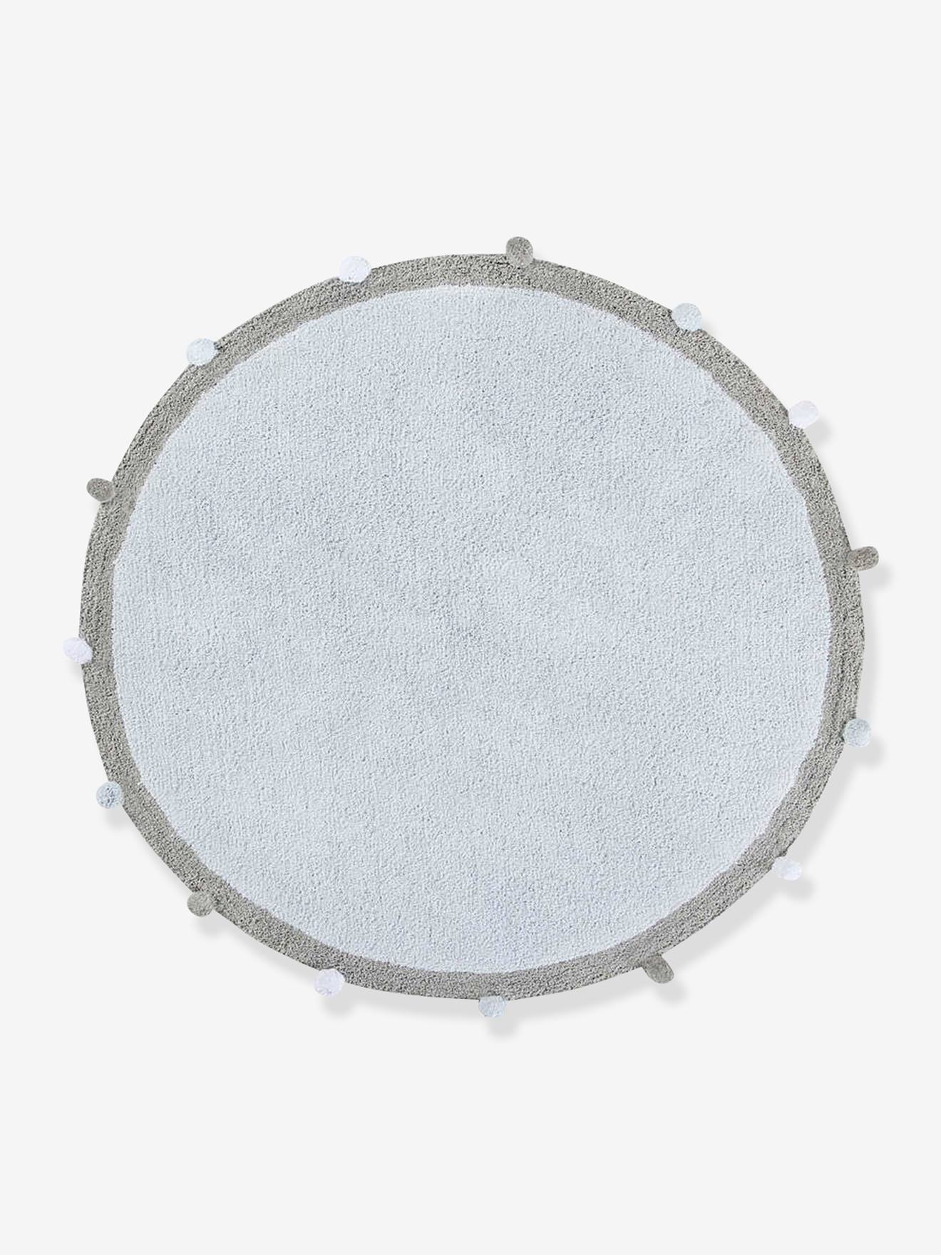 Tapis coton lavable rond avec pompons LORENA CANALS rose