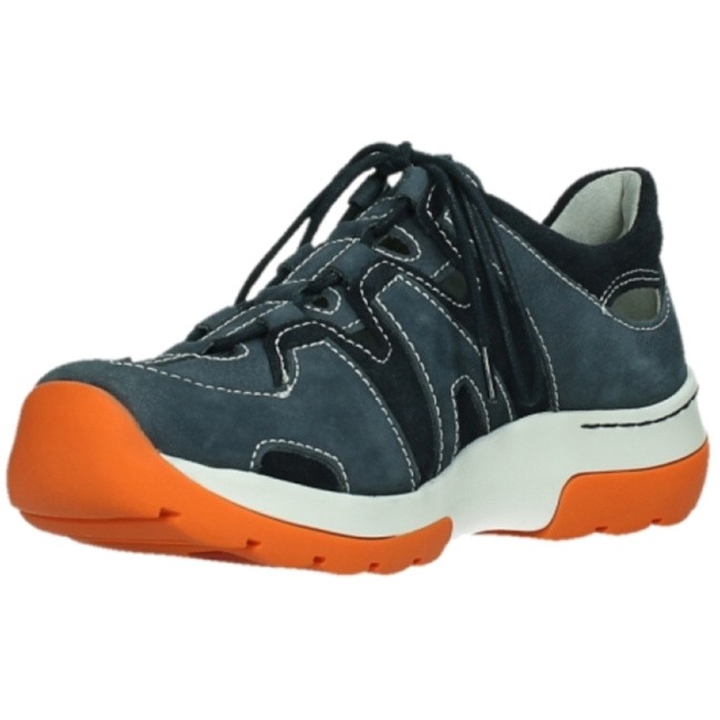 WOLKY Komfort Schnürer blau Nortec denim