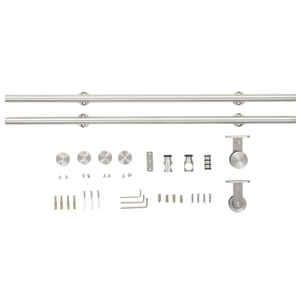vidaXL Zimmertür Schiebetür-Beschlagsatz 183 cm Edelstahl Silbern
