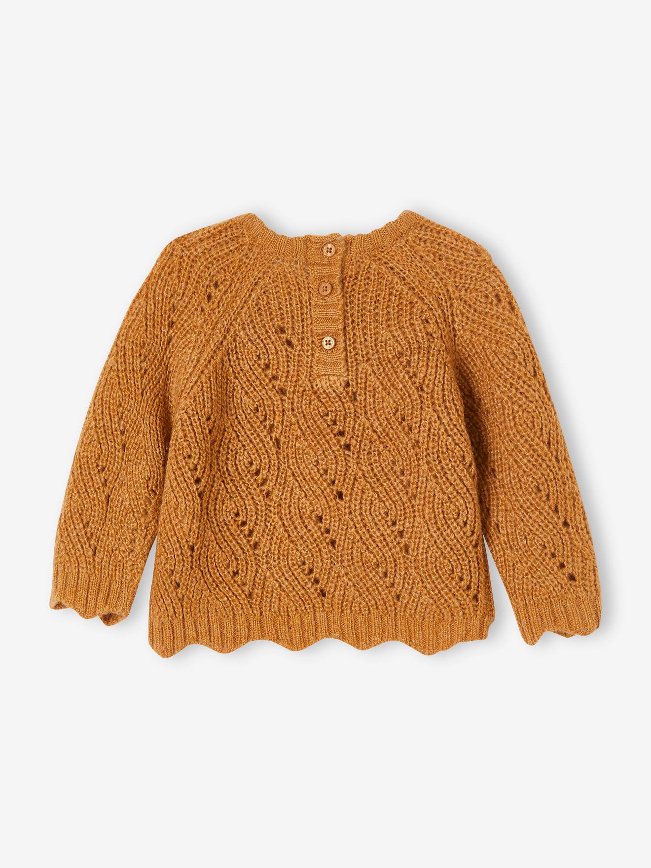 Pull en maille ajourée bébé jaune