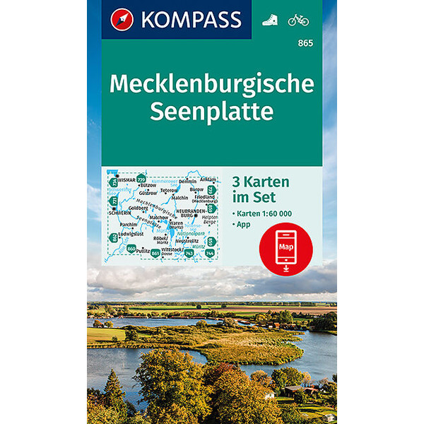 KOMPASS WANDERKARTE MECKLENBURGISCHE SEENPLATTE 1 : 60 000