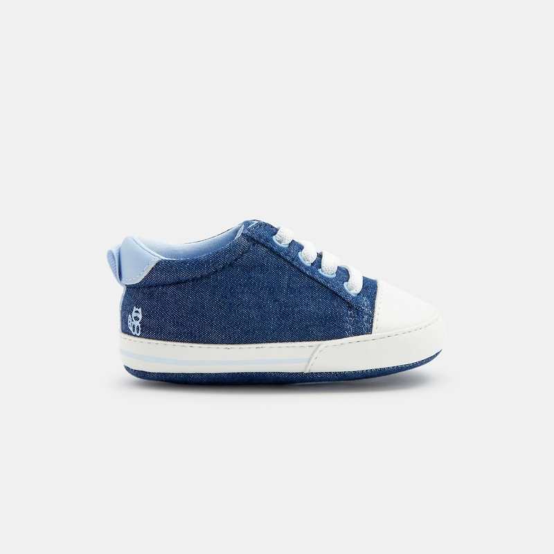 Basket montante effet denim bleues naissance