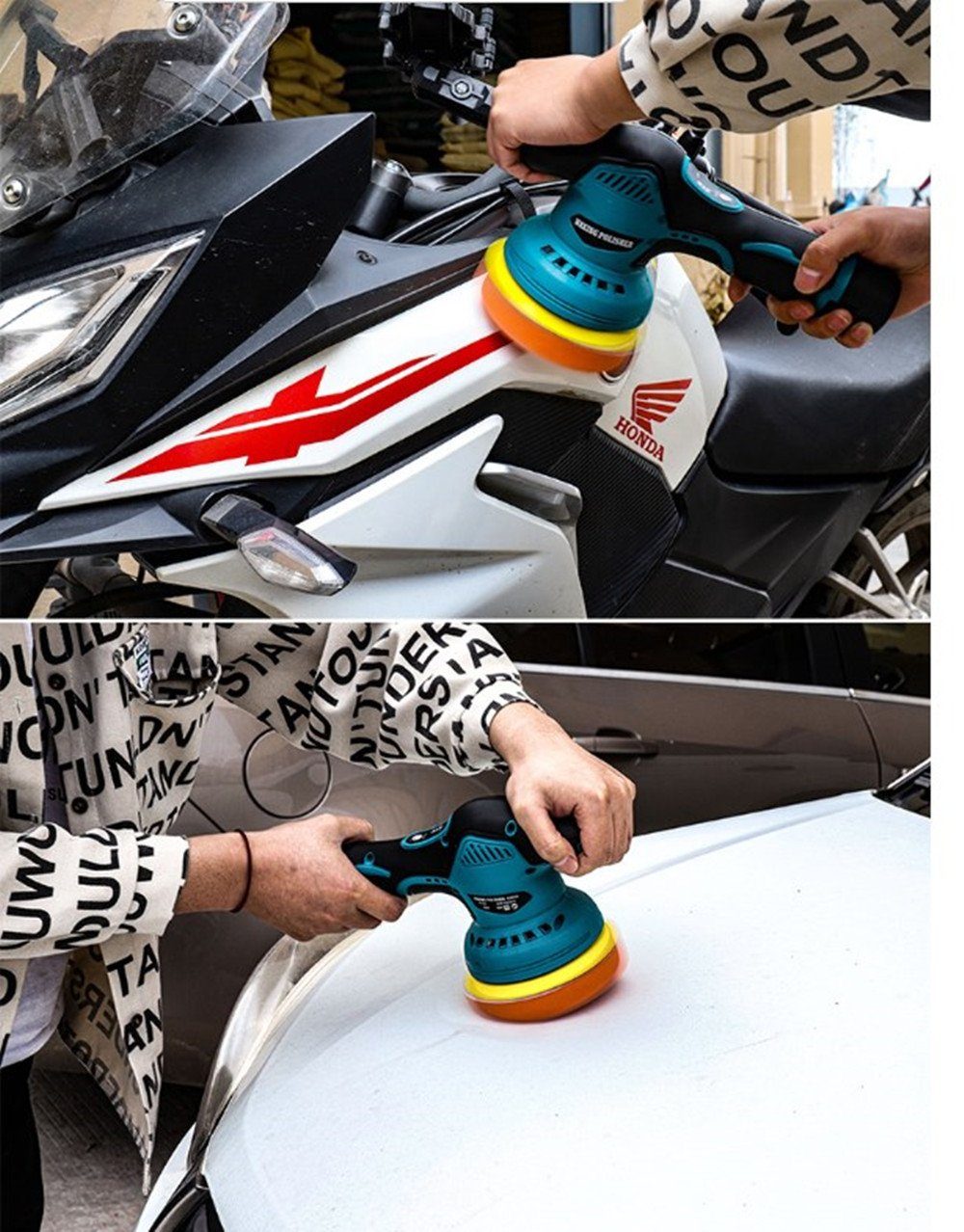 XDOVET Poliermaschine Auto Poliermaschine Set Polieraufsatz,Poliermaschine Kabellos, 2500 min. U/min, 8 Geschwindigkeiten 2500-5500rpm,Profi Kleine Poliermaschine
