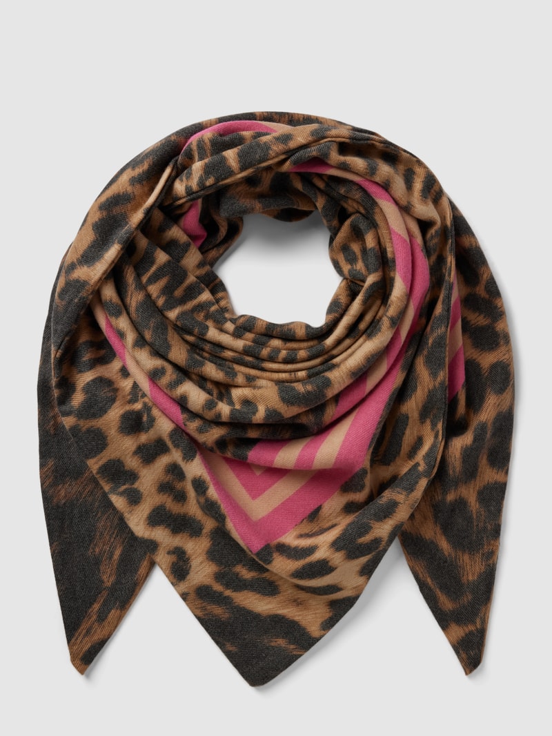 Schal mit Animal-Print in beige
