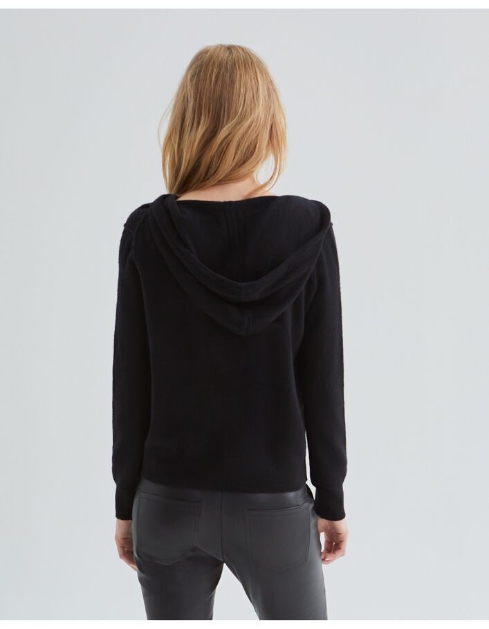 Cardigan à capuche en cachemire motifs chevrons femme
