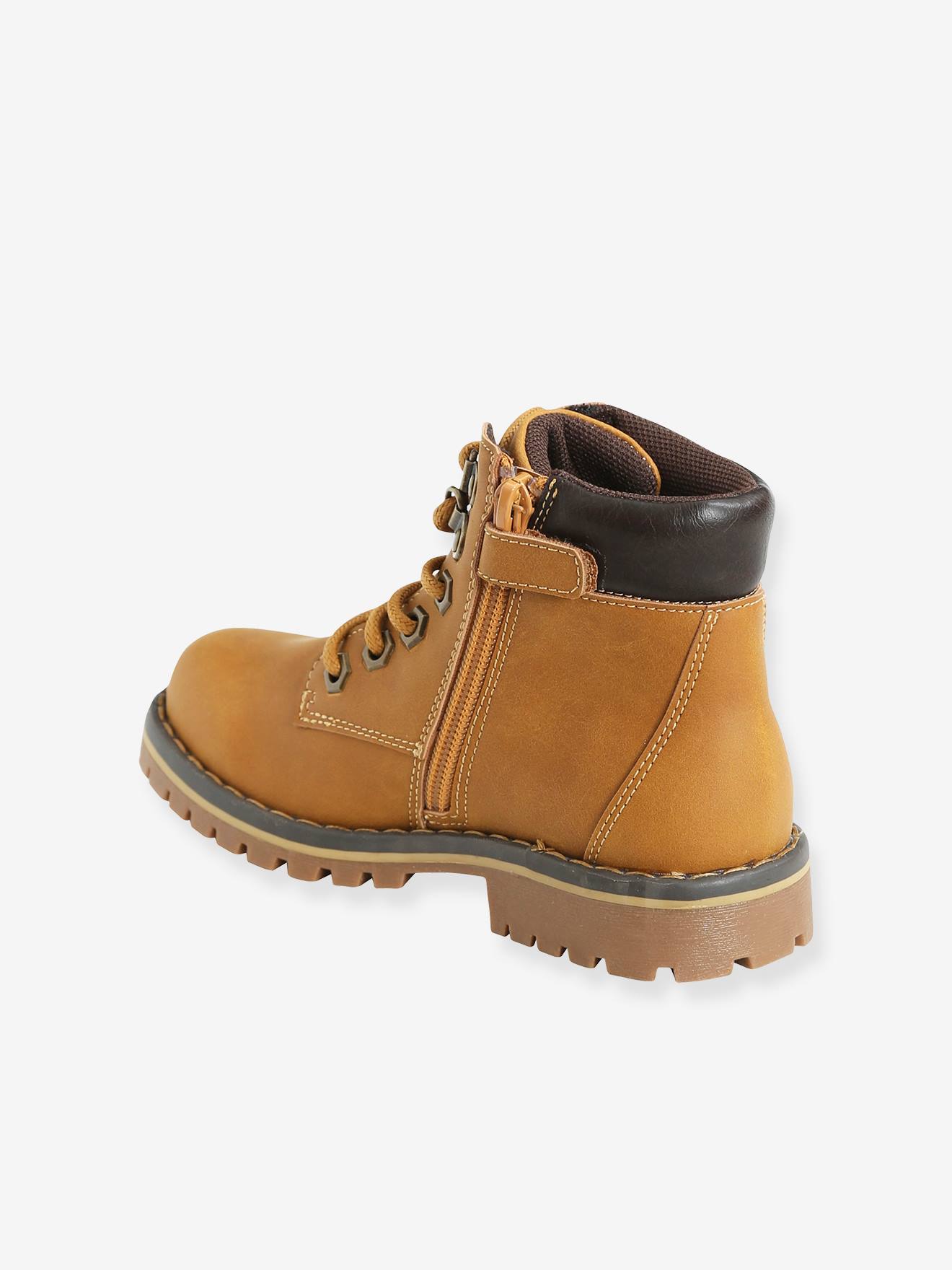 Bottines garçon à lacets + glissière beige