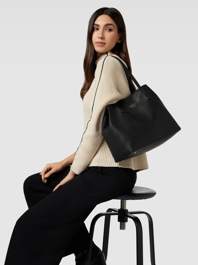 Handtasche mit Label-Applikation Modell 'VIKKY' in black