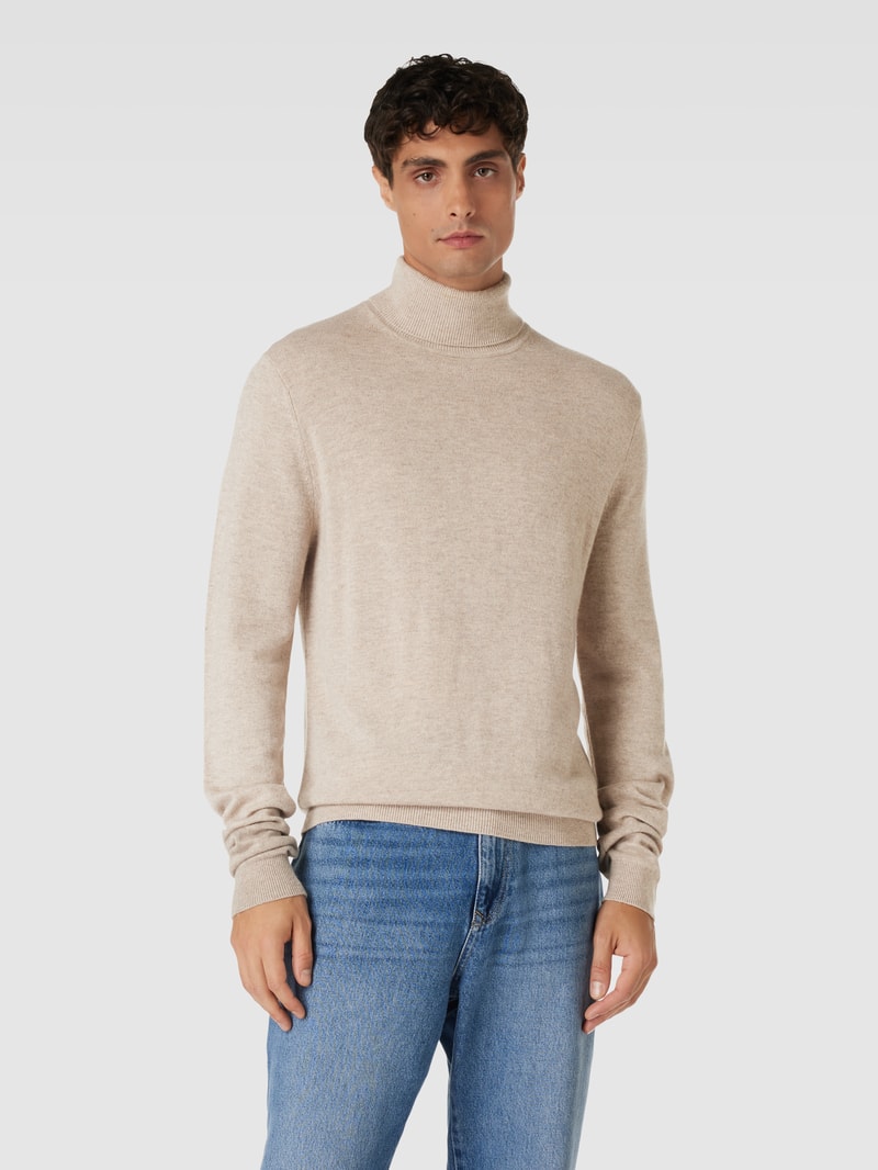 Strickpullover mit Rollkragen in offwhite meliert