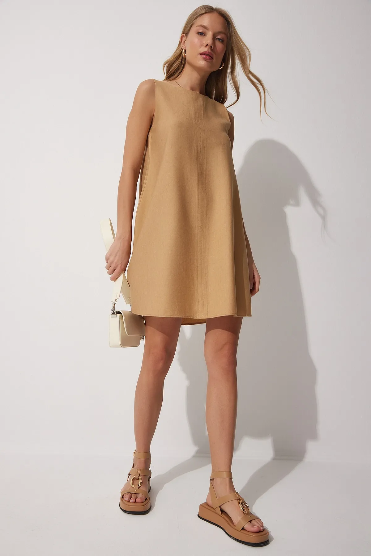 Happiness İstanbul  Biscuit Summer Woven Bell Dress BF00067 für Damen