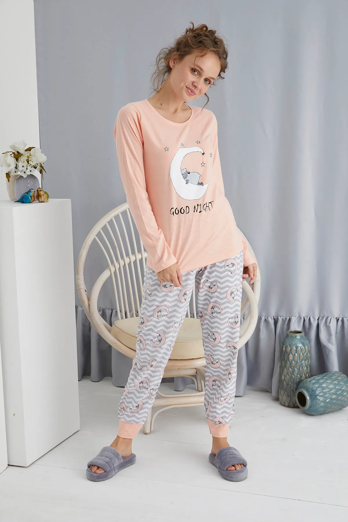 STRAWBERRY  LANGÄRMELIGES PYJAMA-SET AUS BAUMWOLLE