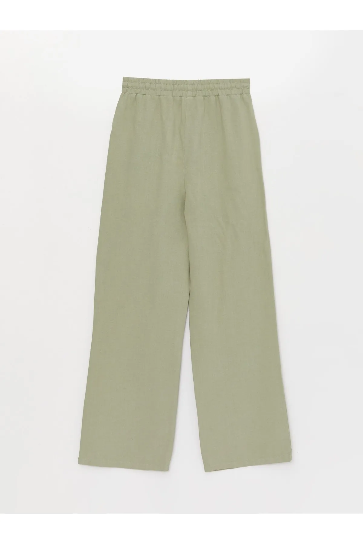 LC Waikiki  Einfarbige Damenhose aus Leinenmischung mit elastischem Bund
