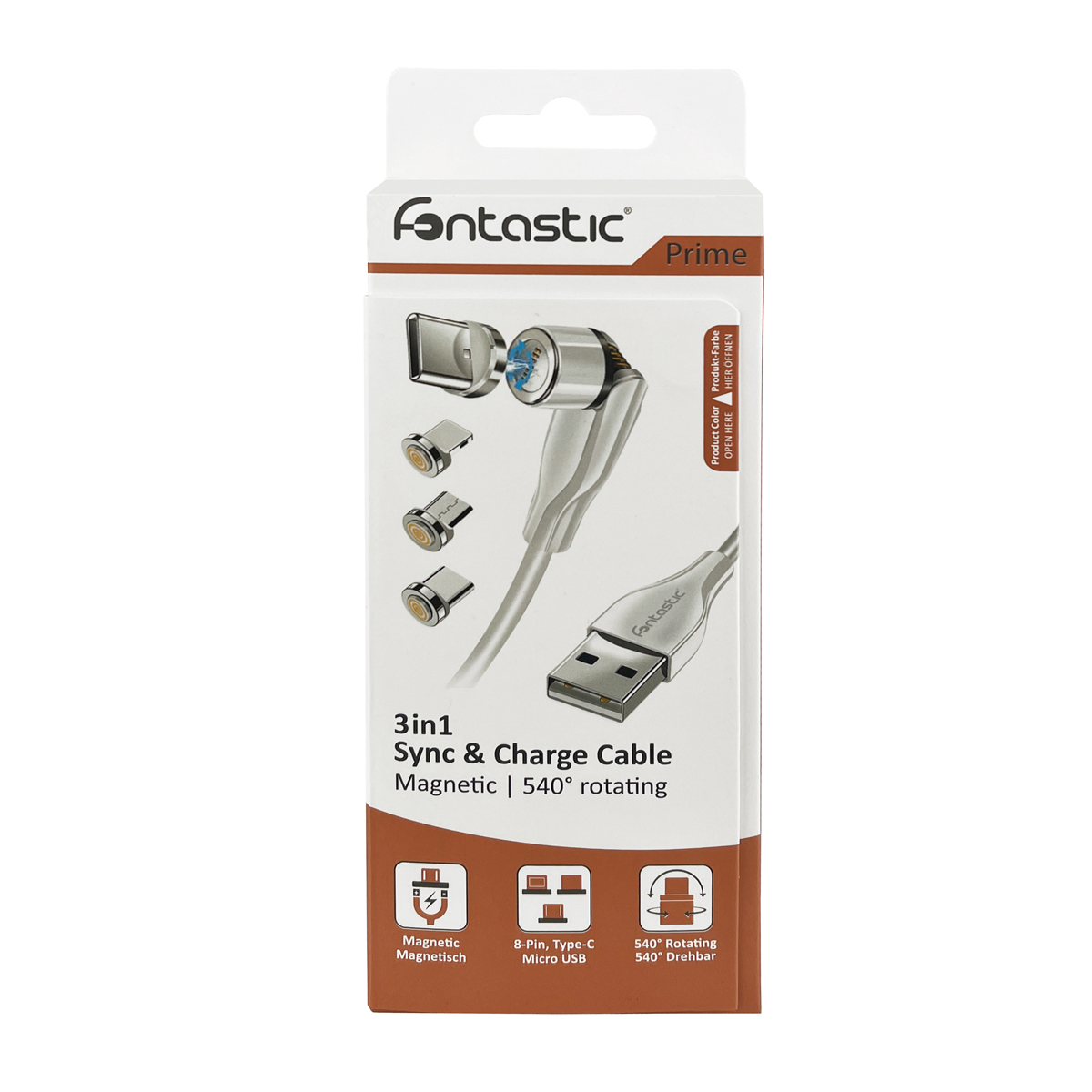 Fontastic 3 in 1 Magnet Datenkabel mit 3 Adaptern weiss