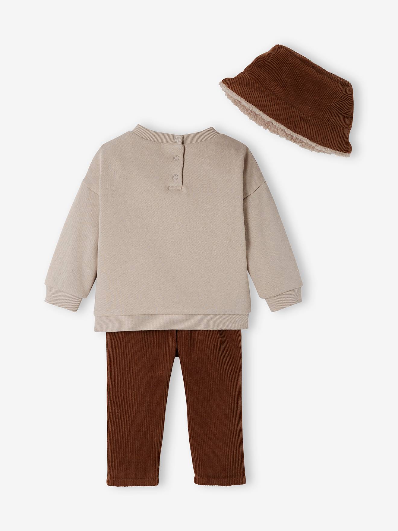 Ensemble 3 pieces sweat + pantalon + bob bébé gris