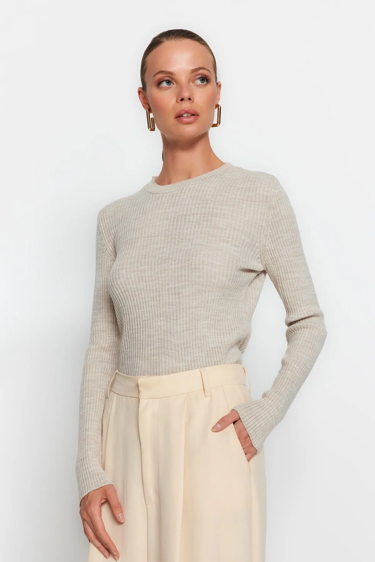 Trendyol Collection  Braun-Stein Doppelpack Strickpullover TWOAW22KZ1766