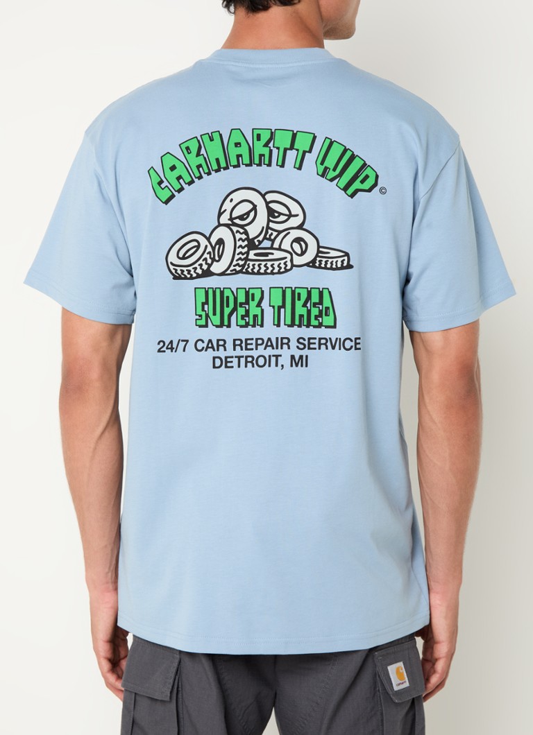 „Carhartt WIP Super Tired“ marškinėliai su logotipu ir spauda nugaroje