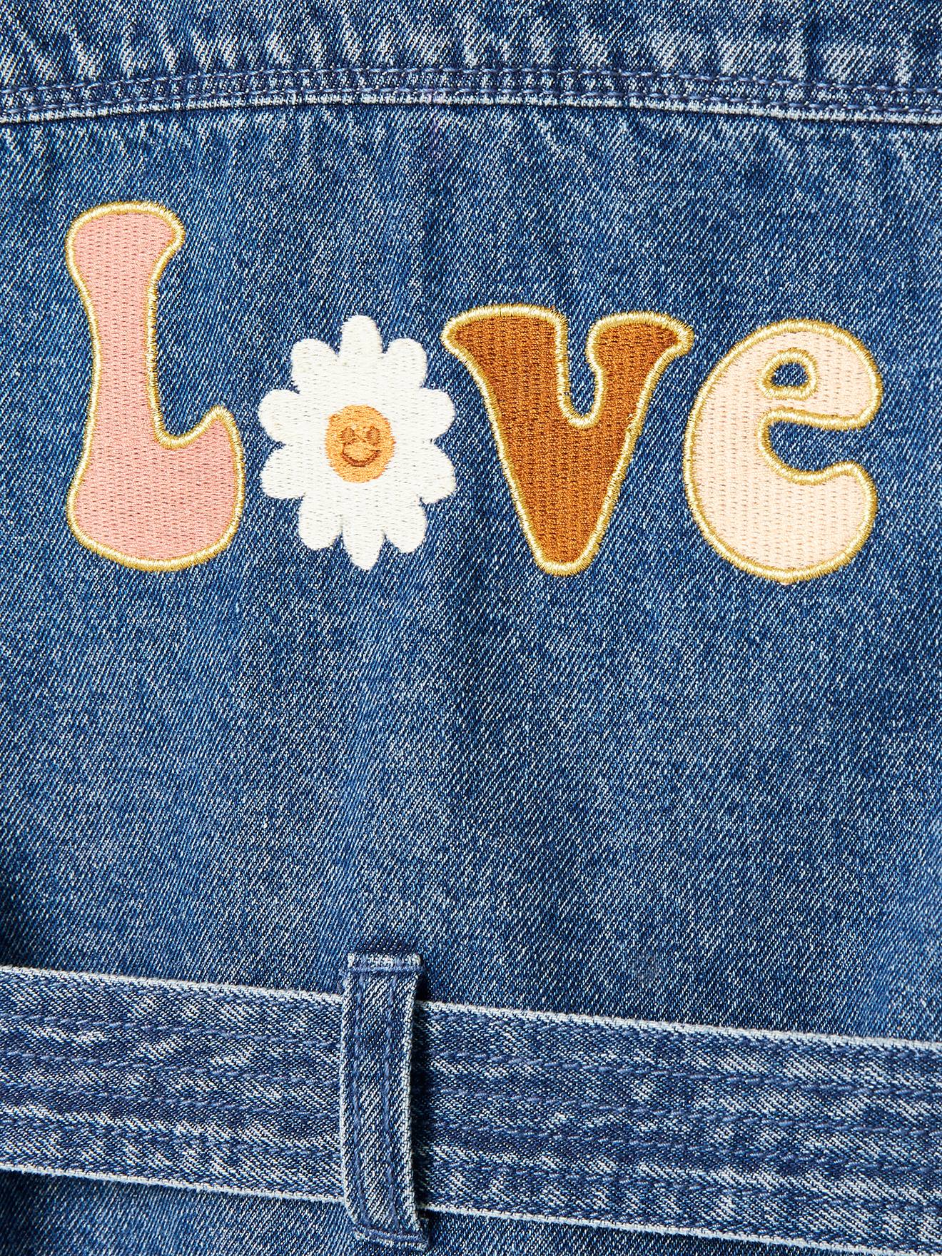Vertbaudet Mädchen Jeansjacke mit Stickerei - blue stone