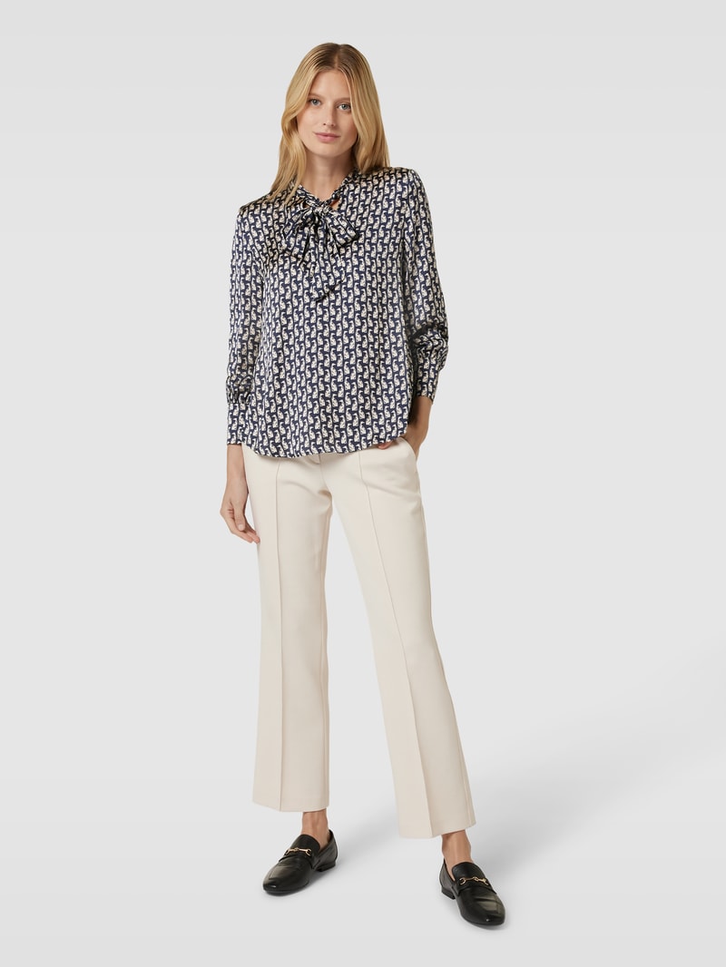 Schluppenbluse mit Allover-Muster in marineblau
