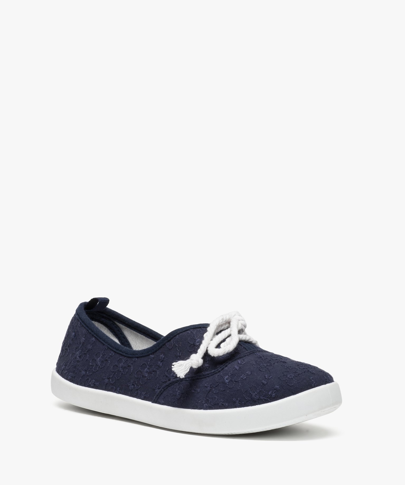 Baskets femme fines en toile avec lacets cordelette marine | GEMO