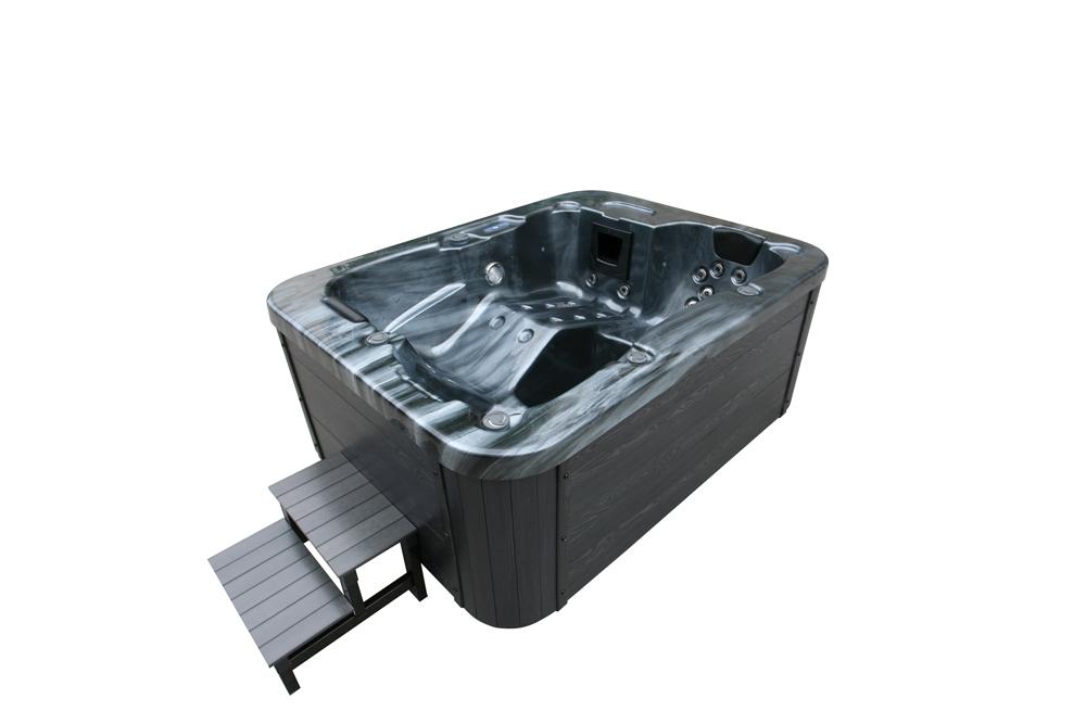 Home Deluxe Outdoor Whirlpool BLACK MARBLE inkl. Treppe und Thermoabdeckung