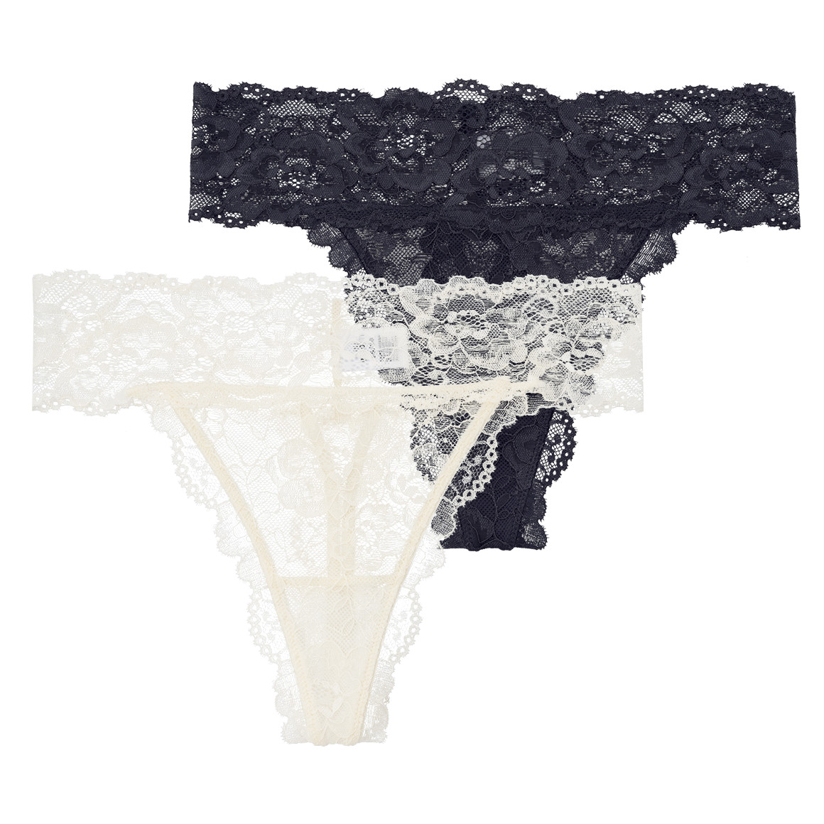 2 Damen Strings aus floraler Spitze