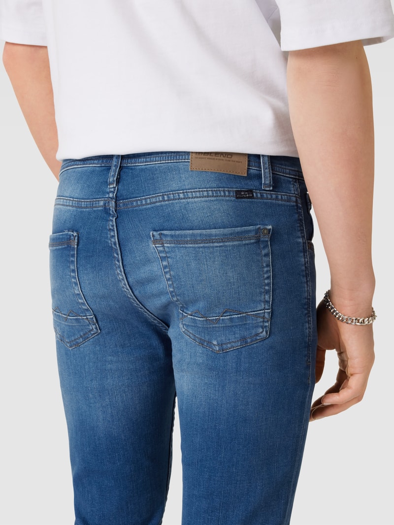 Slim Fit Jeans mit Label-Patch Modell 'Jet' in bleu