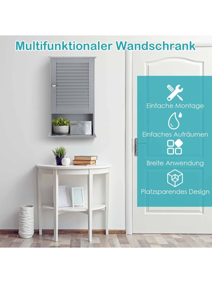 COSTWAY Badezimmerschrank hängend in Grau günstig kaufen 70 cm