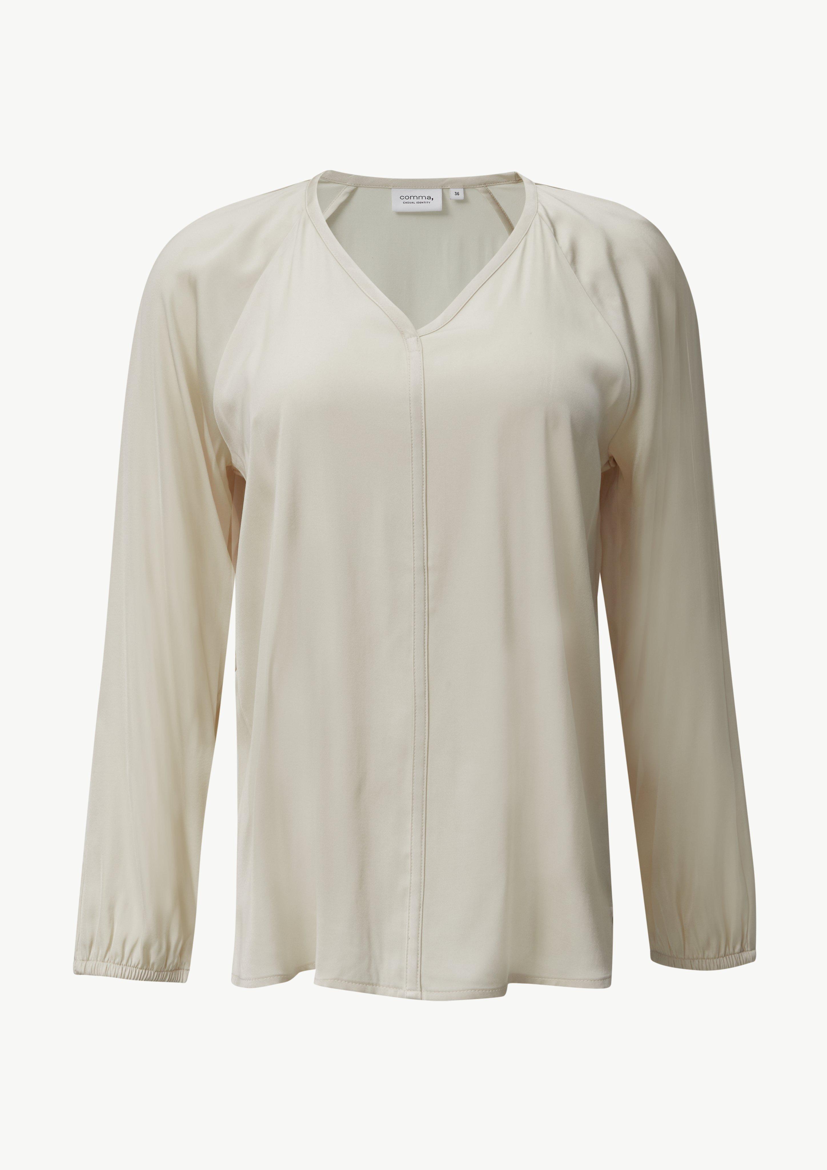 Raglan Bluse mit V-Ausschnitt - helles beige