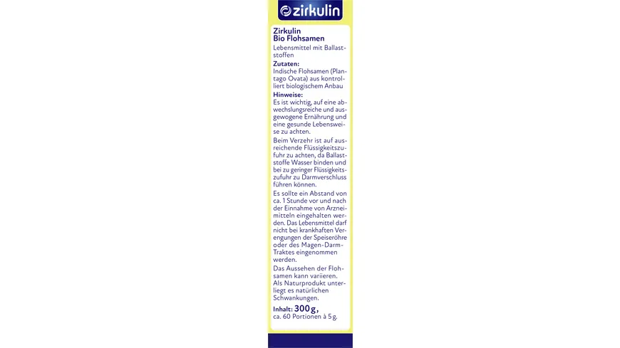 Zirkulin Bio Flohsamen 300 g