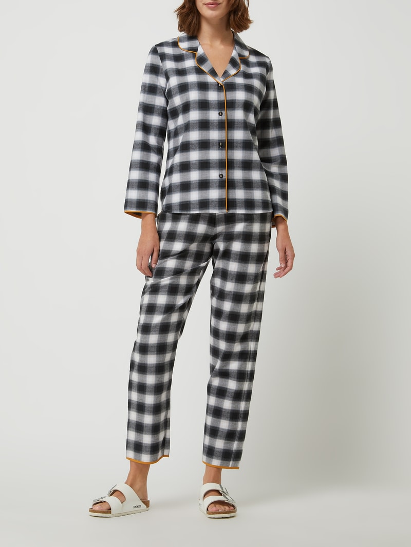 Pyjama-Oberteil aus Baumwolle Modell 'Annie' in schwarz