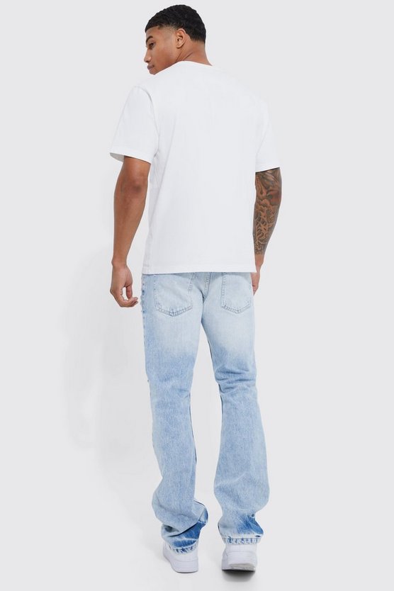 Slim-Fit Schlagjeans mit Rissen