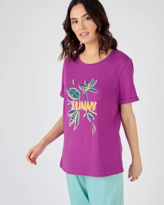 Tee-shirt de pyjama manches courtes pur coton peigné