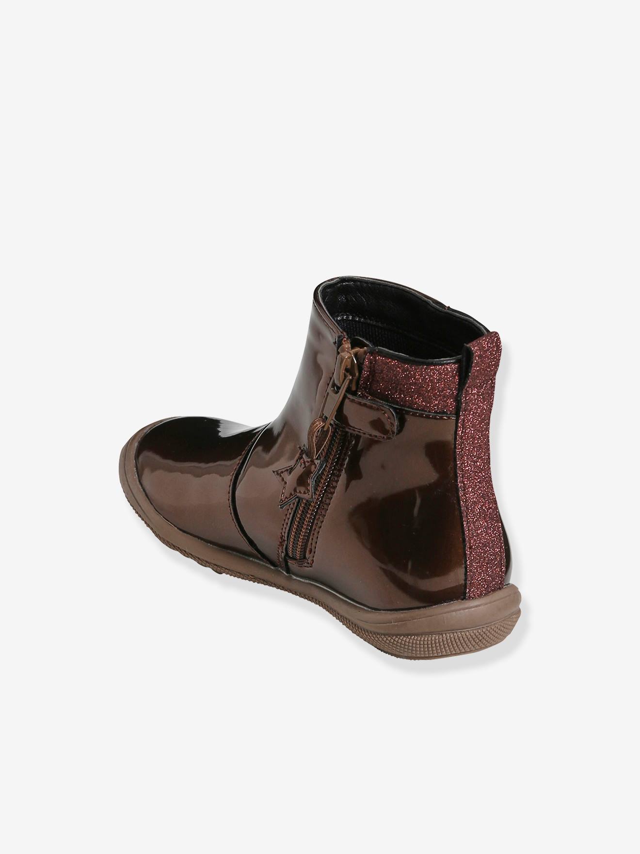 Vertbaudet Mädchen Lack-Boots, Anziehtrick - himbeer
