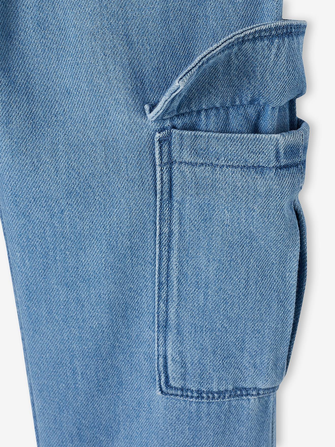 Vertbaudet Mädchen Cargo-Jeans mit Schlupfbund Oeko-Tex - blue stone