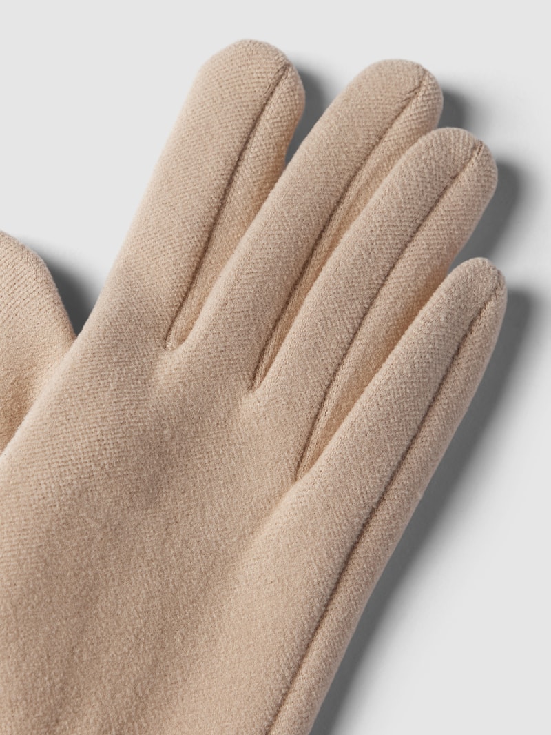 Handschuhe in unifarbenem Design mit Zierknöpfen in beige