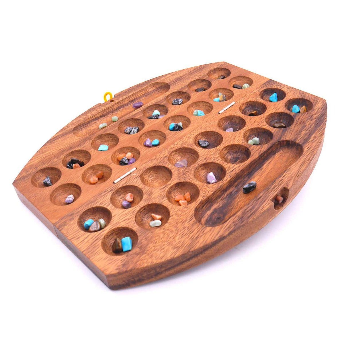 ROMBOL Denkspiele Spiel, Brettspiel HUS BAO - klappbares Steinchenspiel für 2 Spieler, Holzspiel