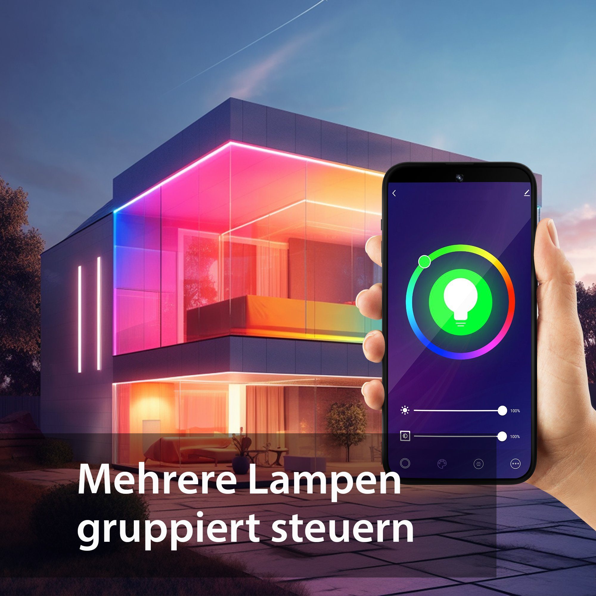 XCOAST LED-Leuchtmittel SMARTE E27 60W Lampe, 2er Pack, 800 Lumen, E27, 2 St., Warmweiß bis Kaltweiß, Bunt, stufenlos einstellbar, SMART HOME LED Lampe, Glühbirne, WLAN, Sprach-/Appsteuerung, dimmbar
