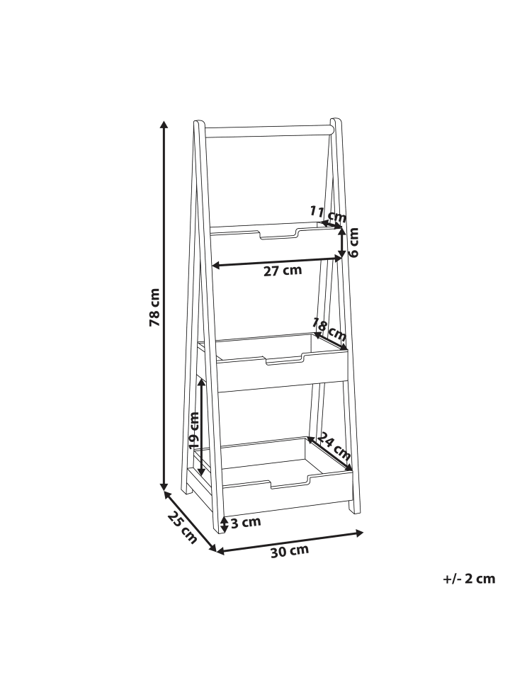 Beliani Badezimmerregal - (W) 30 x (H) 78 x (L) 25 cm günstig kaufen onesize