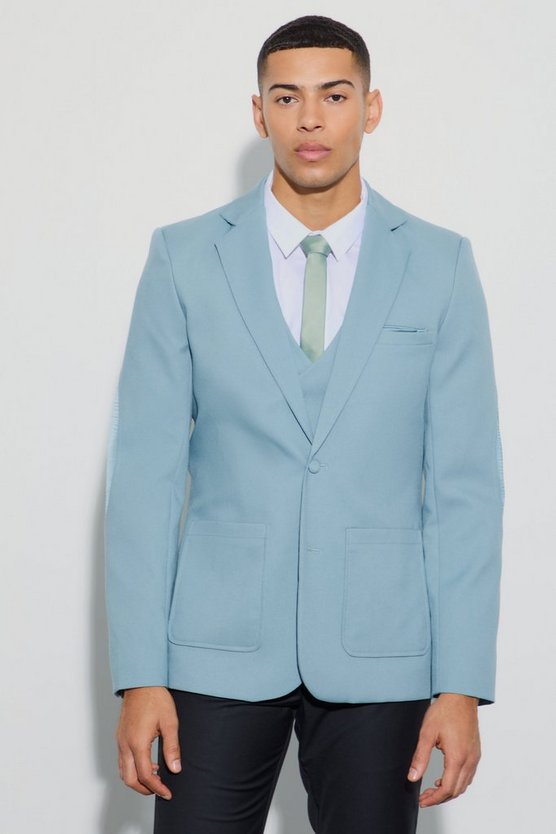 Strukturierter Slim-Fit Blazer mit Aufnähern
