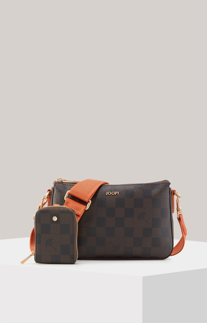 Schultertasche Piazza Edition Jasmina in Braun/Schwarz/Orange
