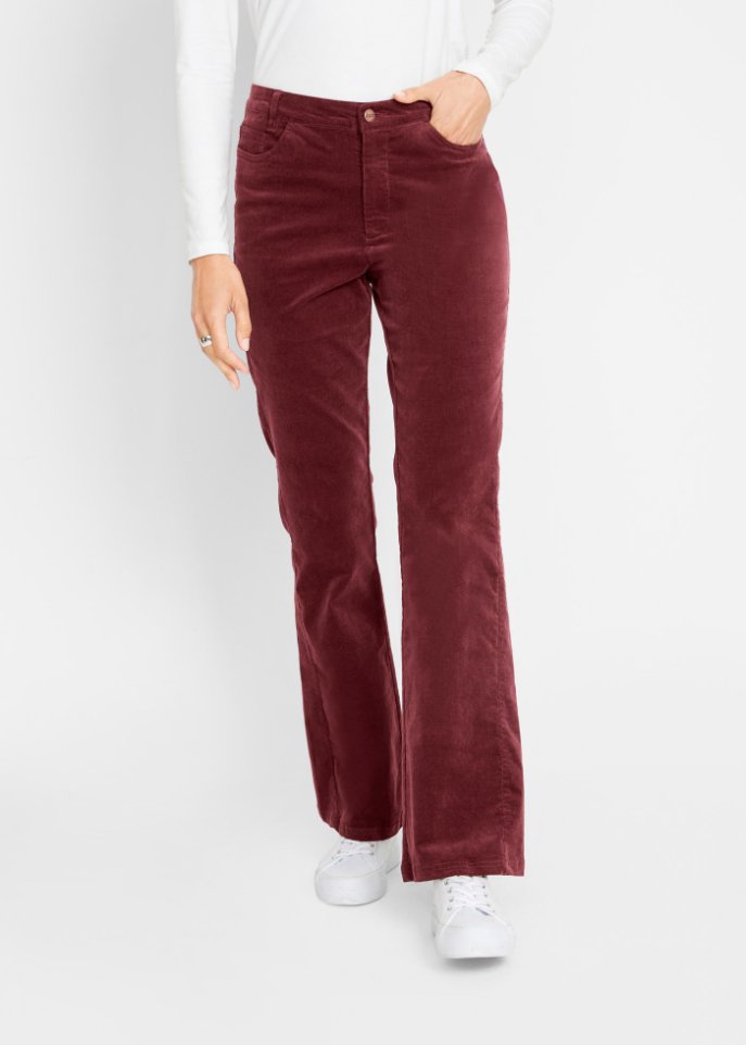 Stretch-Cord-Schlaghose mit High-Waist-Bequembund
