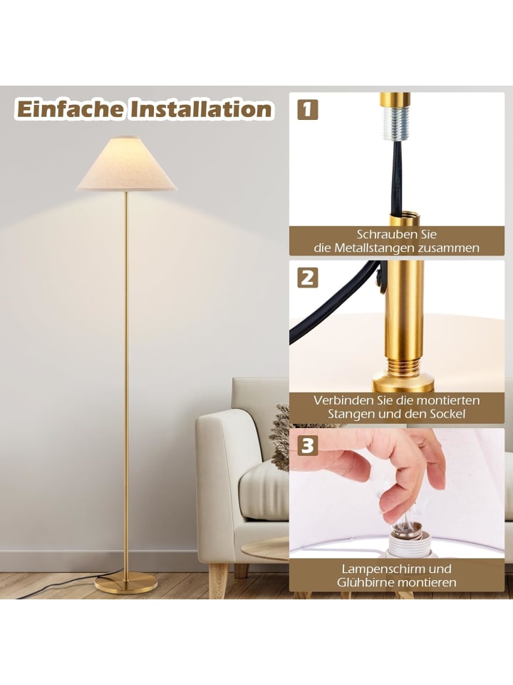 COSTWAY Stehlampe 162cm in Gold günstig kaufen onesize