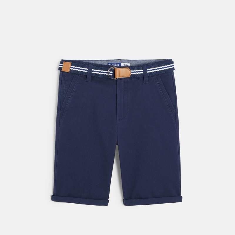 Bermuda en toile + ceinture bleu garçon