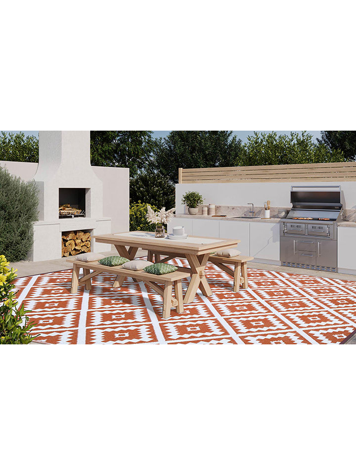 Inkazen Outdoor-Teppich in Terrakotta/ Weiß günstig kaufen