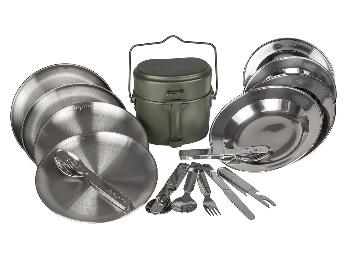 Black Snake 25-teiliges Edelstahl Campingkochgeschirr Set