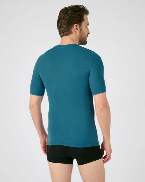 T-shirt col rond fine côte, manches courtes Thermolactyl