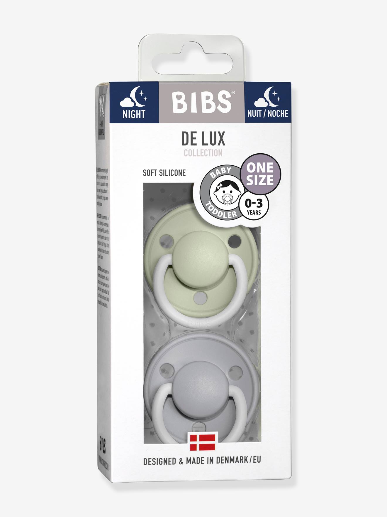 Bibs 2er-Pack Beruhigungssauger DE LUX BIBS, Silikon - grau+blau
