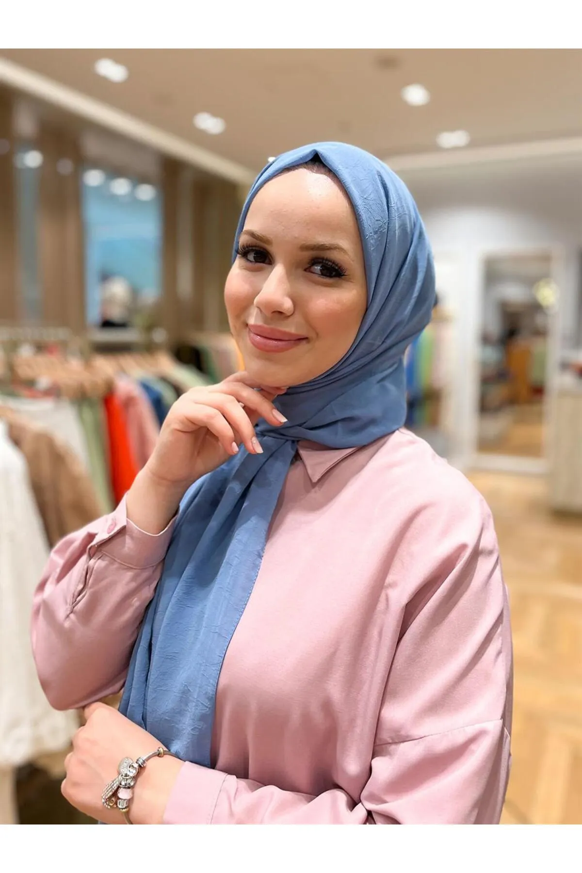 Armine  Trend Crinkle Chiffon-Schal – Atskrn-27 – Himmelblau