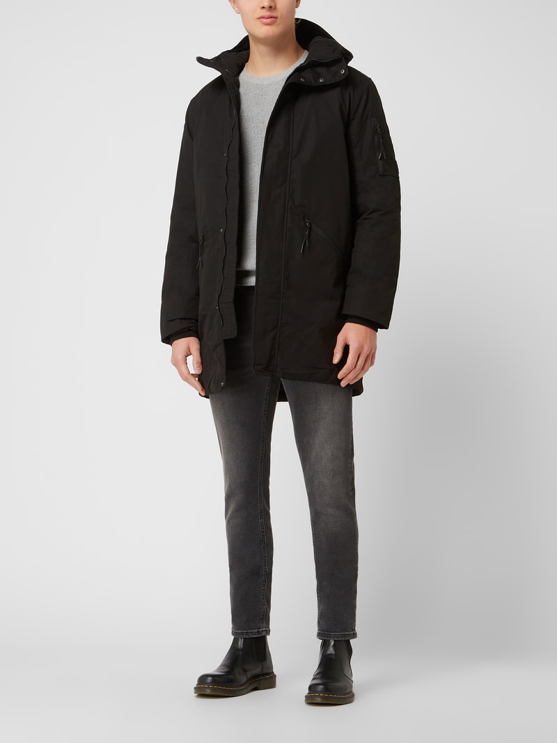 Parka mit Kapuze in schwarz