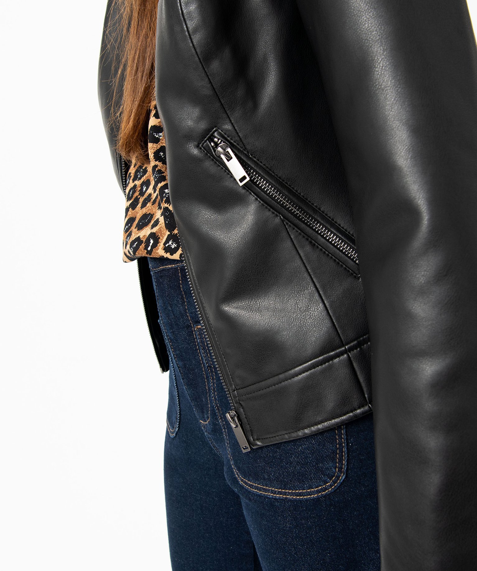 Blouson esprit biker avec zips femme noir | GEMO